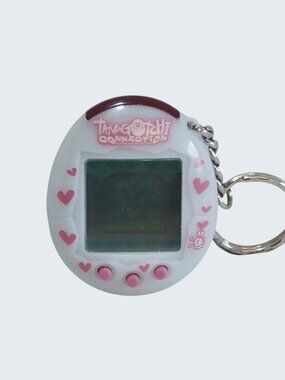 Vintage 2004 Bandai Tamagotchi Connection Milky White/Pink Hearts V2-Working